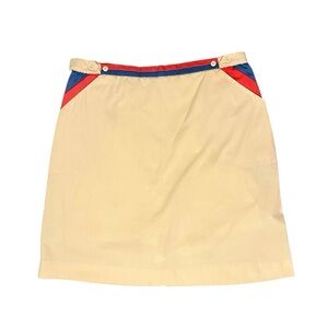 Vintage Quantum Sportswear Yellow Red Blue Zip High Waist Mini Skirt Size 16